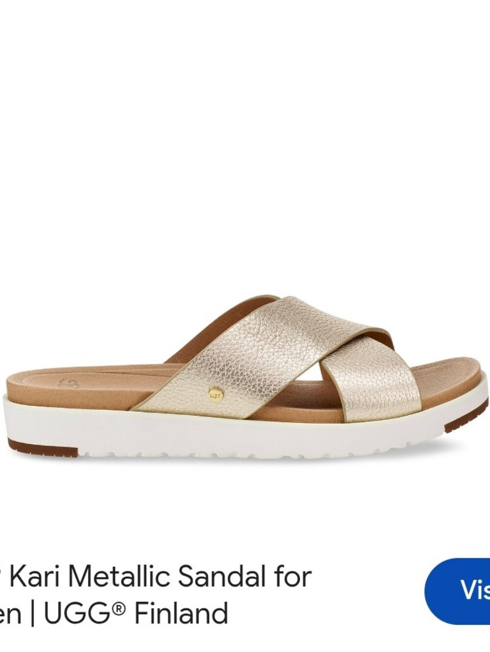 STUNNING UGG Metallic GOLD KARI Crisscross Slide Sandals